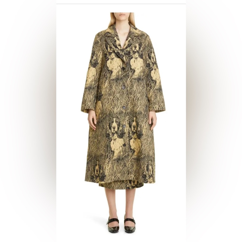 Puppets and Puppets Puppy Jacquard Single Breasted Belted Overcoat